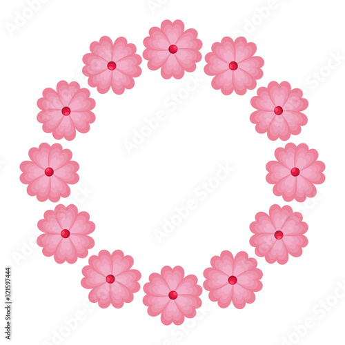frame circular of cute flowers isolated icon vector illustration design