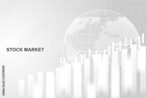 Stock market and exchange of world. Candle stick graph chart of stock market investment trading. White background. Vector.