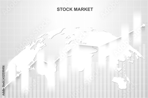 Stock market and exchange of world. Candle stick graph chart of stock market investment trading. White background. Vector.