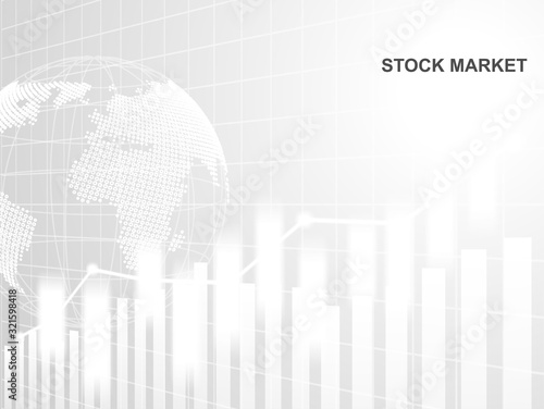 Stock market and exchange of world. Candle stick graph chart of stock market investment trading. White background. Vector.