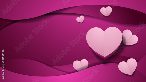 Paper art love pink background template