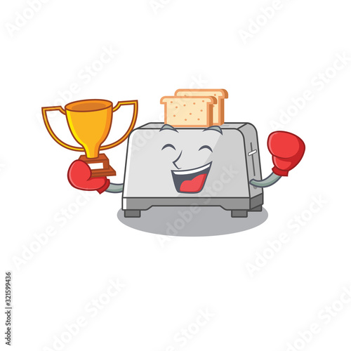 fantastic Boxing winner of bread toaster in mascot cartoon design