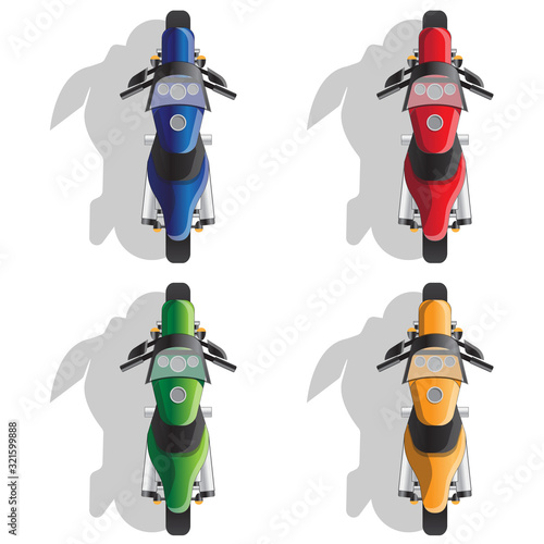 Set of sports motorcycles. Isolated on white background. Vector illustration.