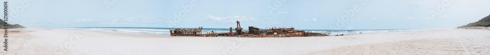 Shipwreck On The Beach – Panorama