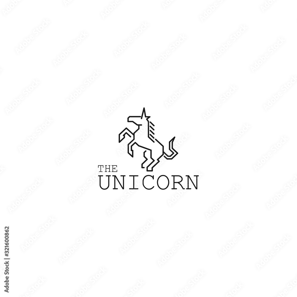 horse monogram, monoline logo simple minimalist