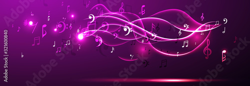 Music background abstract music notes and musical key. Fun concept.