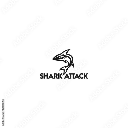 Angry black shark vector illustration isolated on white background. logos, mascots or other advertising design