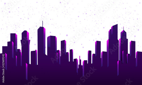 Retro Futurism. Vector futuristic synth wave illustration. 80s Retro poster Background with Night City Skyline. Rave party Flyer design template in 1980s style.
