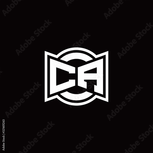 CA logo monogram with ribbon style circle rounded design template