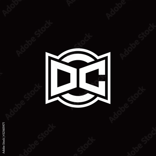 DC logo monogram with ribbon style circle rounded design template