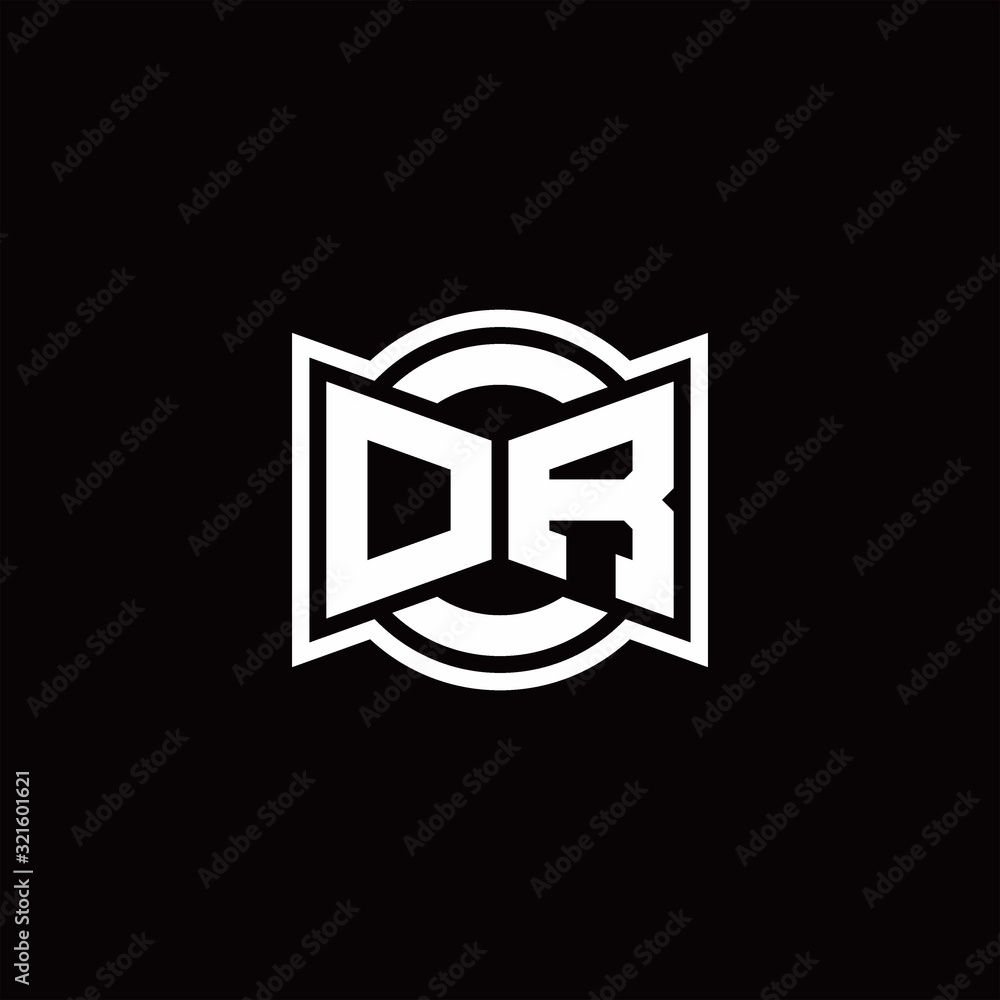 DR logo monogram with ribbon style circle rounded design template DR logo monogram with ribbon style circle rounded design template