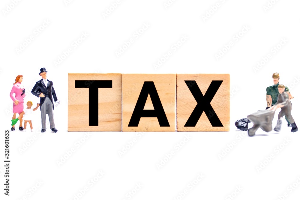 Taxation class concept with miniatures. Taxation class concept with miniatures.
