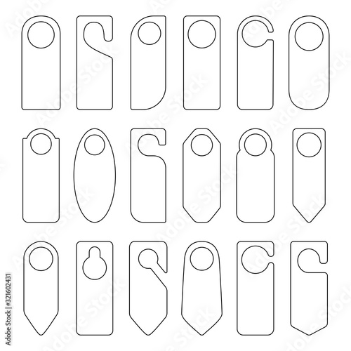 Set of contours of door hangers, vector illustration