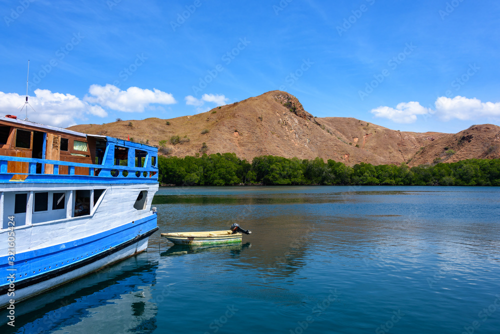 Sailing on boat to Komodo National Park, East Nusa Tenggara, Indonesia Sailing on boat to Komodo National Park, East Nusa Tenggara, Indonesia