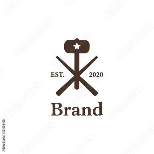 Woodcarving logotype Illustration. Wood engraver logo design