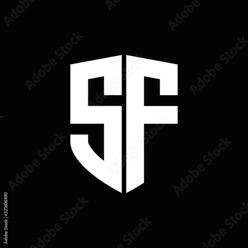 SF logo monogram with shield shape design template