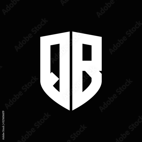 QB logo monogram with shield shape design template