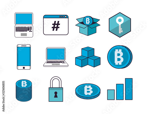 bundle of crypto currency set icons