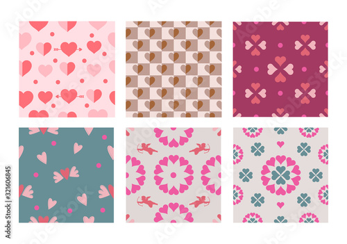 set of heart seamless pattern, Love semless pattern - Valentines day theme. vector illustration