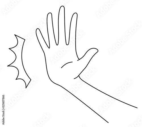 突き出した女性の手元