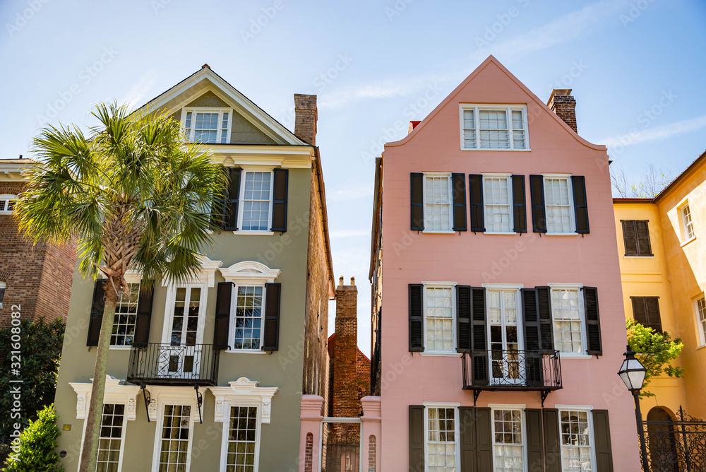 Naklejka premium Historyczne centrum miasta Charleston, Karolina Południowa, USA