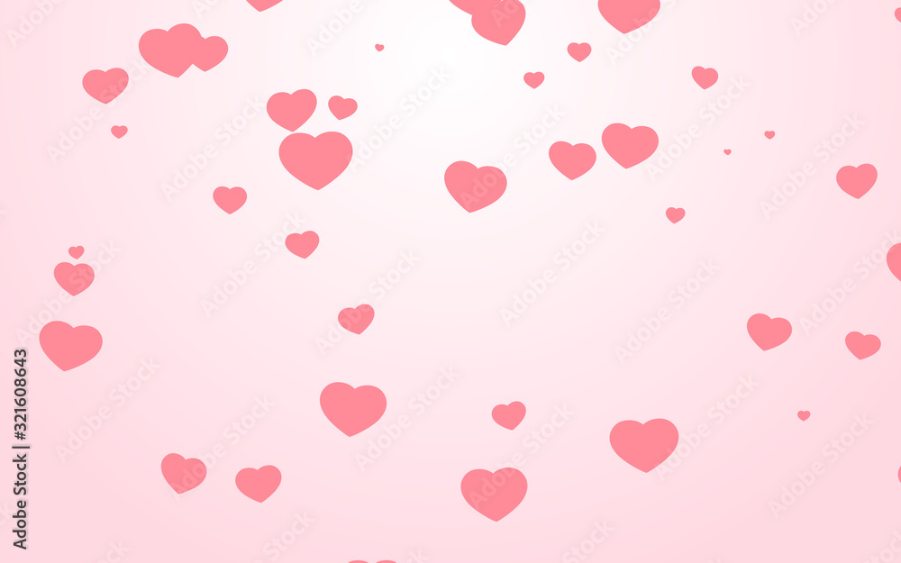 Valentine day pink hearts on pink background.