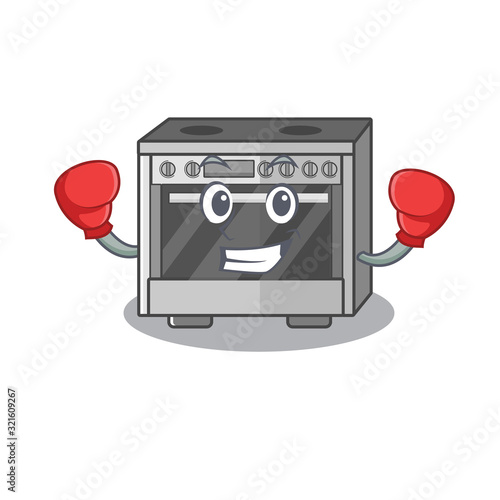 mascot character style of Sporty Boxing kitchen stove