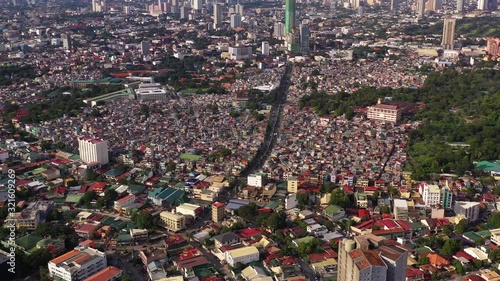 Aerial Philippines Manila Mandaluyong City September 2019 Sunny Day 4K Mavic Pro  Aerial video of downtown Manila in the Philippines in Mandaluyong City district on a sunny day. photo