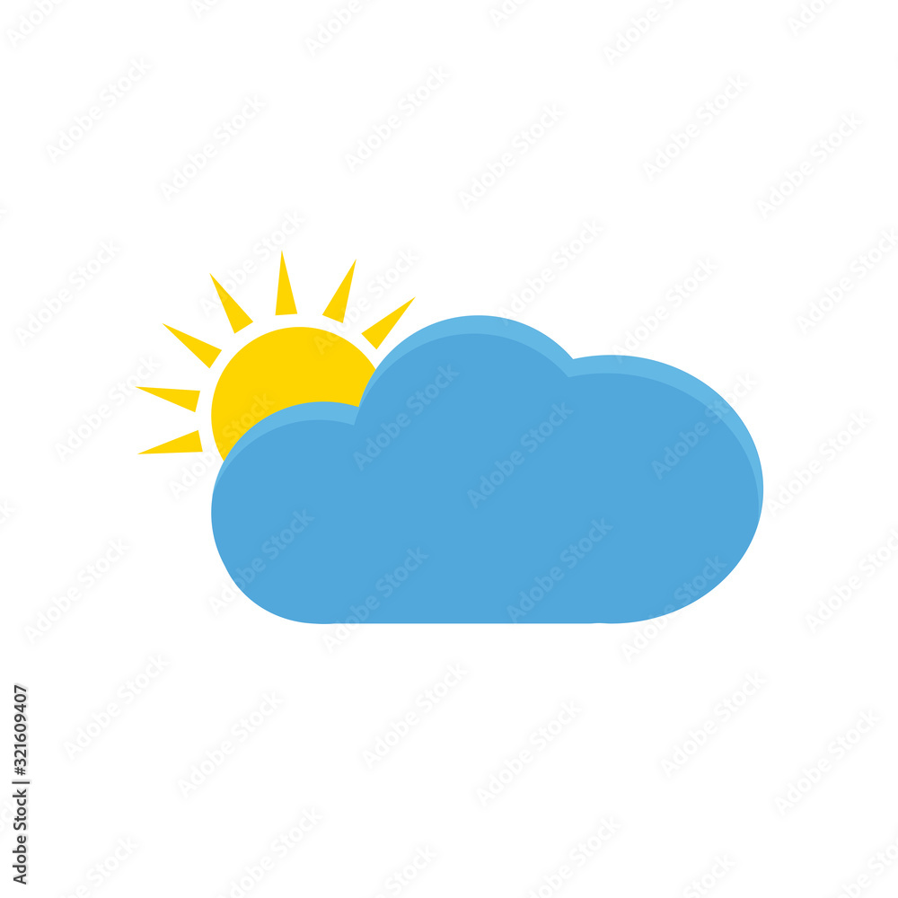 Clouds and sun - weather forecast icons, regular season clouds - vector Clouds and sun - weather forecast icons, regular season clouds - vector