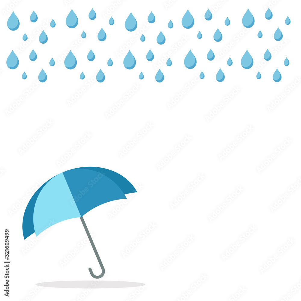 Obraz premium Basic RGBCloud, rain and opened umbrella in the rain. Flat style vector illustration icon-vector
