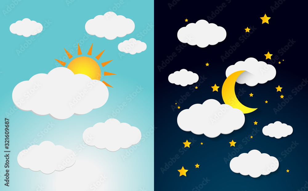 The day was filled with clouds, light of the sun and night. The sky was ...