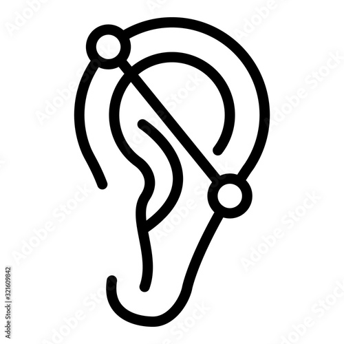 Line ear piercing icon. Outline line ear piercing vector icon for web design isolated on white background