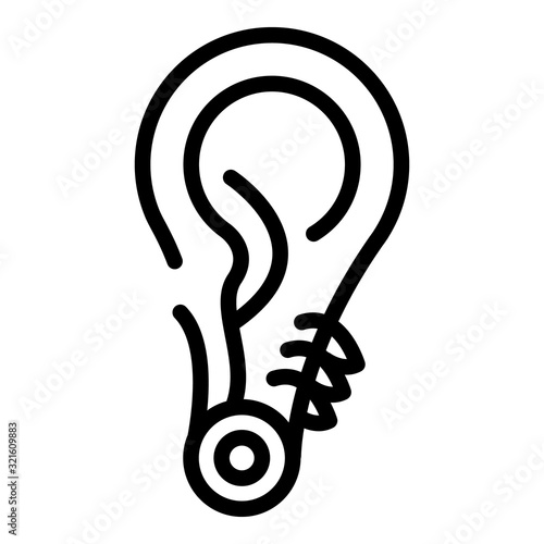 Ear metal piercing icon. Outline ear metal piercing vector icon for web design isolated on white background