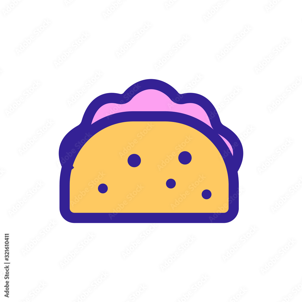Taco icon vector. Thin line sign. Isolated contour symbol illustration Taco icon vector. Thin line sign. Isolated contour symbol illustration