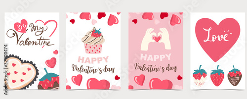Collection of valentine’s day background set with chocolate,cake.Editable vector illustration for website, invitation,postcard and sticker.Wording include be my valentine