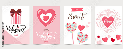 Collection of valentine’s day background set with gift,candy.Editable vector illustration for website, invitation,postcard and sticker.Wording include be my valentine