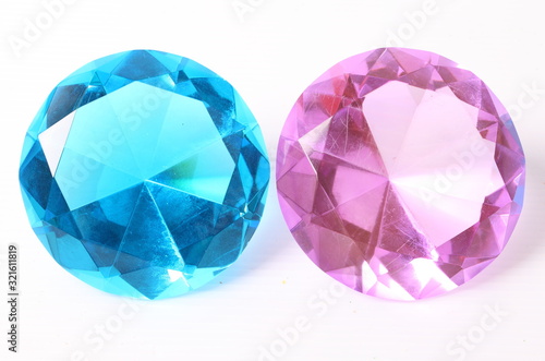 Blue and purple diamond on white background