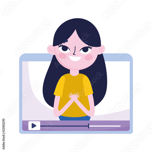teen girl in screen video blogger social media