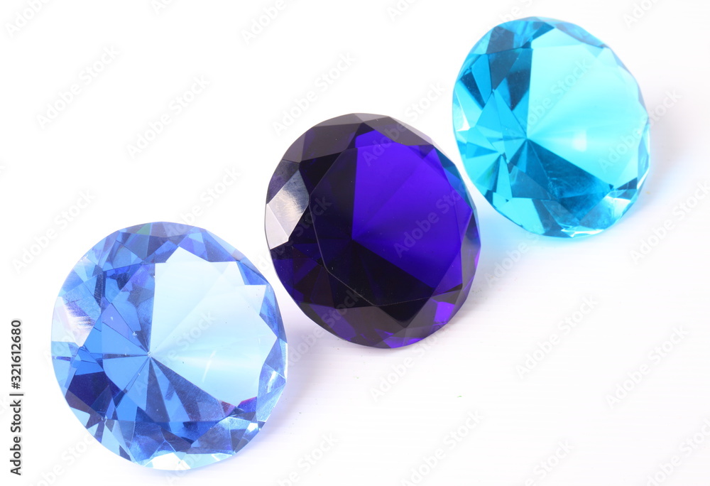 Fototapeta premium Set of blue diamond on white background