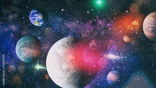 Fototapeta Naklejka Na Ścianę i Meble -  Earth planet in galaxy use for science design . Earth and galaxies in space. Science fiction art. Elements of this image furnished by NASA.