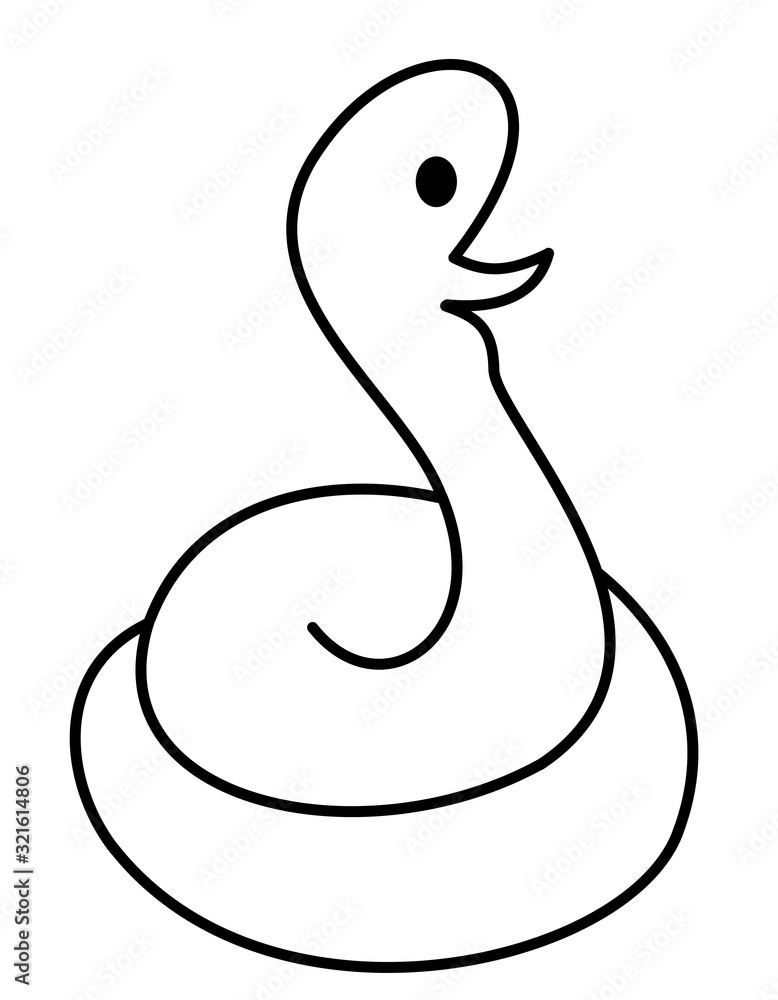 とぐろを巻いたヘビ(線画) とぐろを巻いたヘビ(線画)