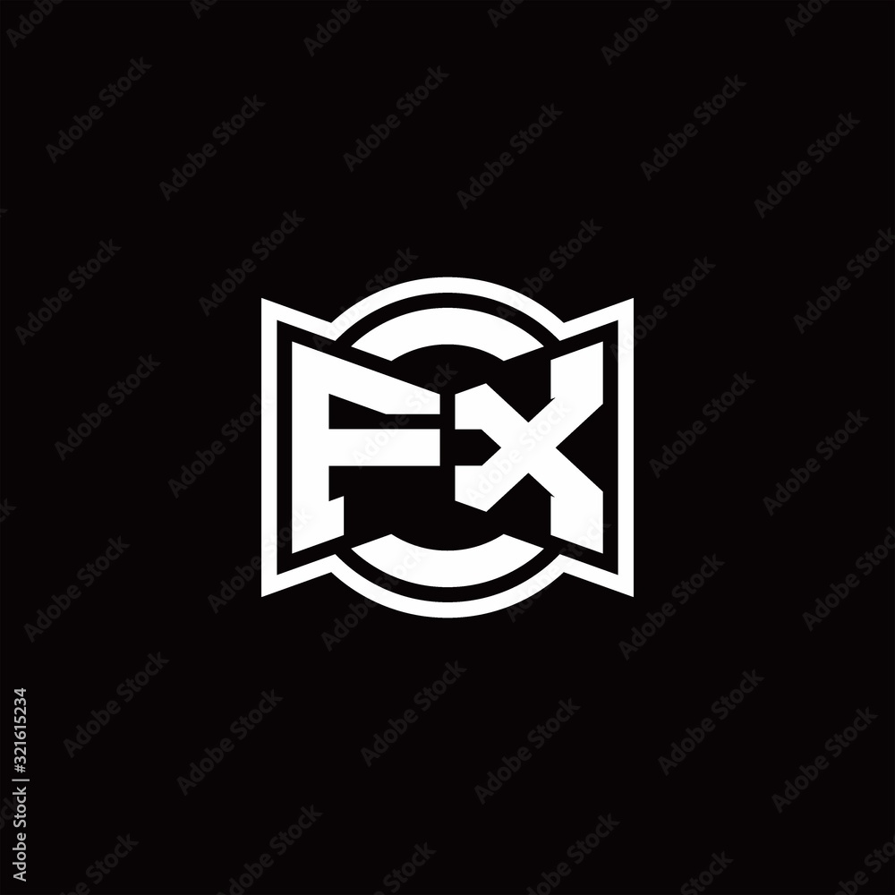 FX logo monogram with ribbon style circle rounded design template FX logo monogram with ribbon style circle rounded design template