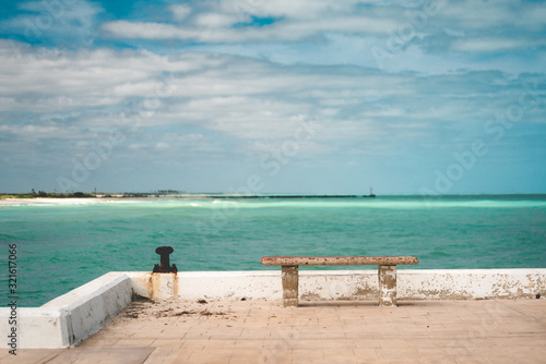 Bench on El Cuyo Pier Yucatan © OscarLoRo