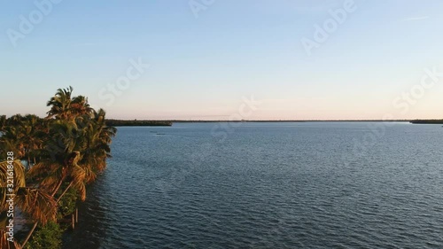 Vembanad lake silhouette sky aerial view,Sun set,Beautiful sunset,aerial shot photo