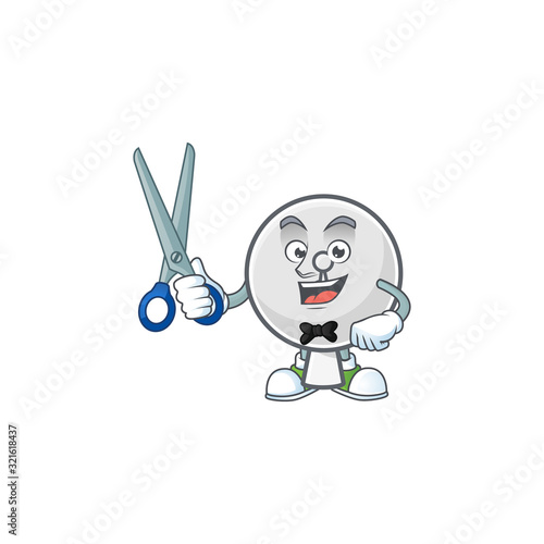 Happy smiling barber satellite dish mascot design style