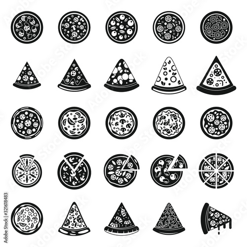 Pizza baked icons set. Simple set of pizza baked vector icons for web design on white background