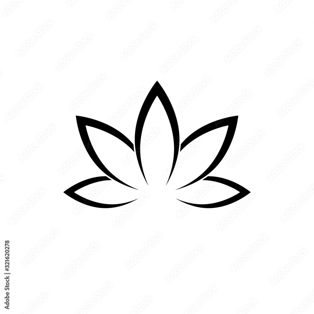 Black Lotus Flower icon isolated on white background