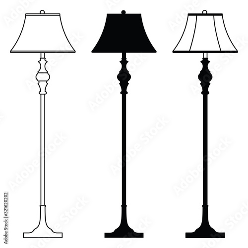 Floor lamp icons. Home decor. Vector illustration