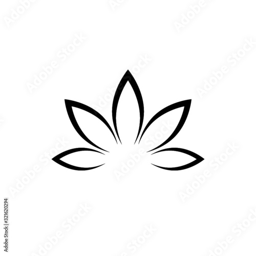 Black Lotus Flower icon isolated on white background