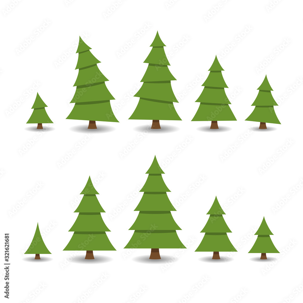 Christmas tree set. Vector illustration.